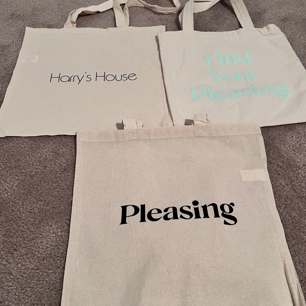 Beige Canvas Tote Bags with Text
